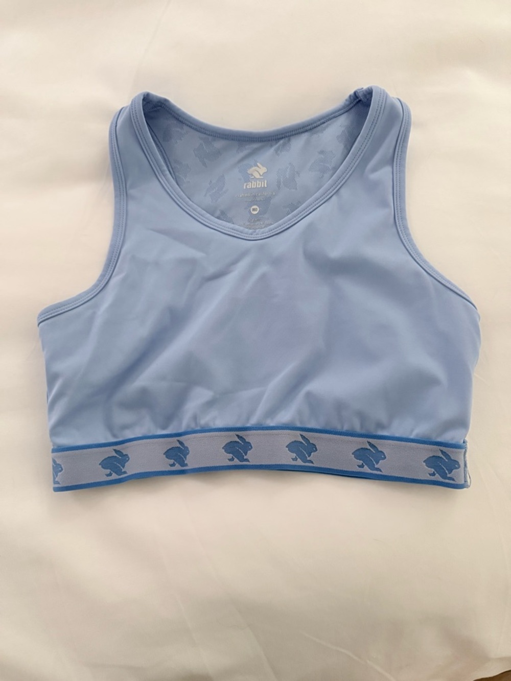 Rabbit Light Blue Sports Bra with Bunny Logo